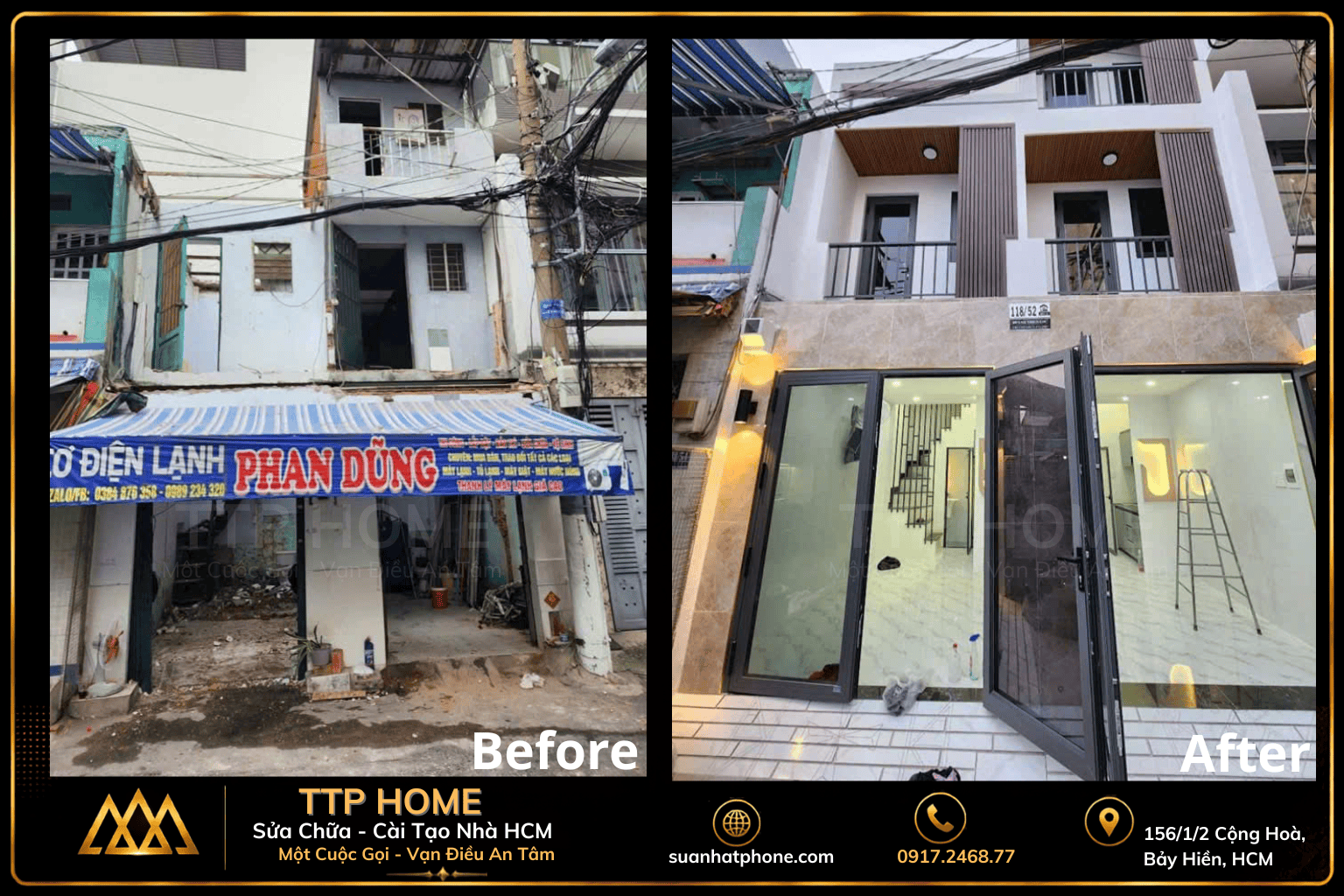 Hình ảnh trước và sau khi sửa nhà trọn gói tại TP.HCM do TTP HOME thi công